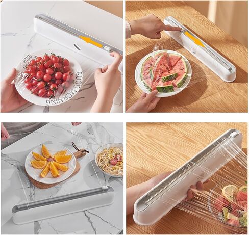 Mount Magnetic Refillable Plastic Wrap Dispenser with Cutter,Food Cling Wrap Film Cutter,Tin Aluminum Foil Dispenser,Slide Chic Parchment Paper Dispenser, Fit 12" X 300 Feet Plastic Wrap - Green in Saudi Arabia