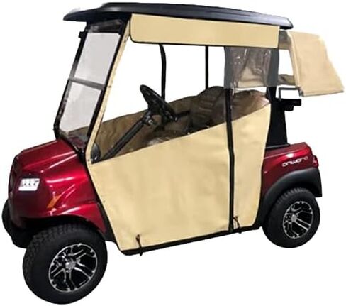 Golf Cart Cover – 3-Sided Track Style Sunbrella Canvas Cart Cover for 2014+ EZGO – Golf Bags, Utility Box or Rear Facing Seat in Saudi Arabia