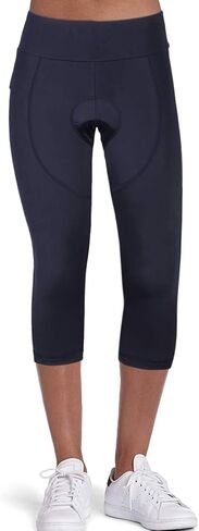 سروال نسائي لركوب الدراجات 4D مبطن للدراجة ضاغط 3/4 سروال كابري للدراجة مع حزام خصر عريض (3XL، أسود) in Kuwait