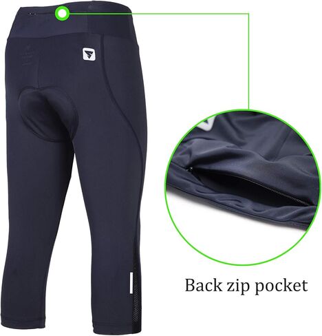 سروال نسائي لركوب الدراجات 4D مبطن للدراجة ضاغط 3/4 سروال كابري للدراجة مع حزام خصر عريض (3XL، أسود) in Kuwait