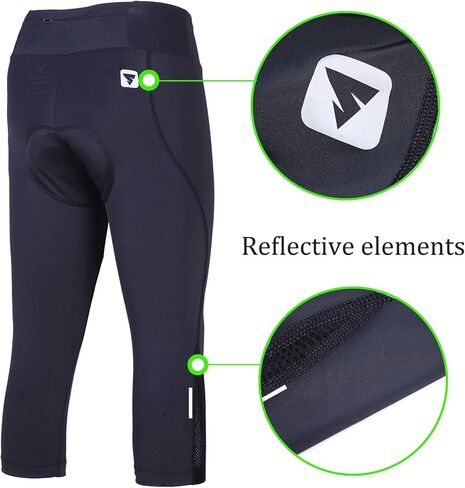 سروال نسائي لركوب الدراجات 4D مبطن للدراجة ضاغط 3/4 سروال كابري للدراجة مع حزام خصر عريض (3XL، أسود) in Kuwait