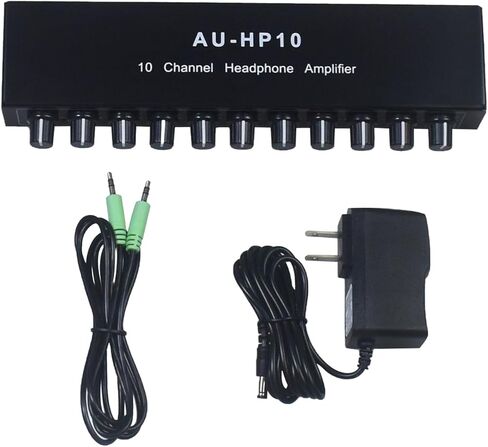 مضخم صوت 10 قنوات، مقبس 3.5 مم مدخل 1 في 10 مخرج صوت ستيريو مع موزع محول طاقة 12 فولت 1 أمبير، مقسم سماعة الرأس للاستوديو والمسرح in Kuwait