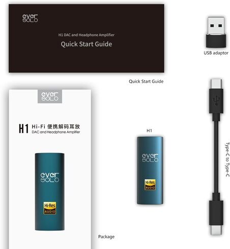 مضخم سماعة الرأس المحمول EVERSOLO H1 وDAC ES9281AC Pro عالي الدقة يدعم PCM 384 كيلو هرتز/32 بت DSD256 MQA 3.5 ملم مخرج سماعة الرأس للهواتف الذكية/الكمبيوتر اللوحي/الكمبيوتر الشخصي التي تعمل بنظام Android in Kuwait