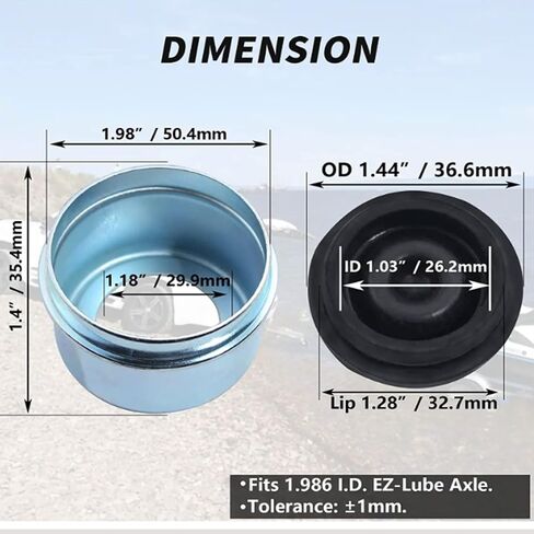 2 Pcs 1.98'' Replaces Trailer Grease Cover Dust Cap, Bearing Buddy Caps Apply to Steel Dust Caps for 2,000lbs-3,500lbs(2.0K-3.5k) 5 Lug/4 Lug Axle Hubs, DC-200 in Saudi Arabia