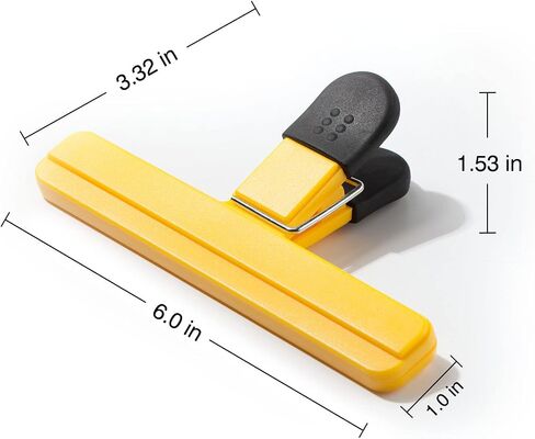 Ninth Five 6 Pack Chip Bag Clips، 6 بوصة كبيرة الحجم متنوعة الألوان والأطعمة والوجبات الخفيفة حقيبة مشابك ورقية، مقابض ختم بلاستيكية شديدة التحمل in Kuwait