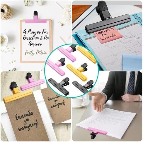 Ninth Five 6 Pack Chip Bag Clips، 6 بوصة كبيرة الحجم متنوعة الألوان والأطعمة والوجبات الخفيفة حقيبة مشابك ورقية، مقابض ختم بلاستيكية شديدة التحمل in Kuwait