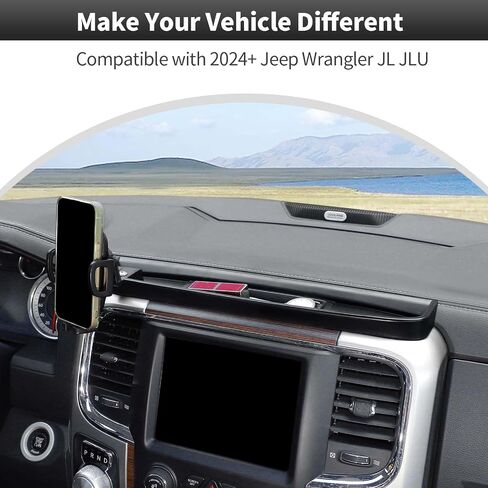 CheroCar for Ram Phone Holder, Phone Mount Storage Tray Multi-Mount Dash Holder Cellphone System Kit Compatible with 2010-2017 Dodge RAM,Black-F in Saudi Arabia