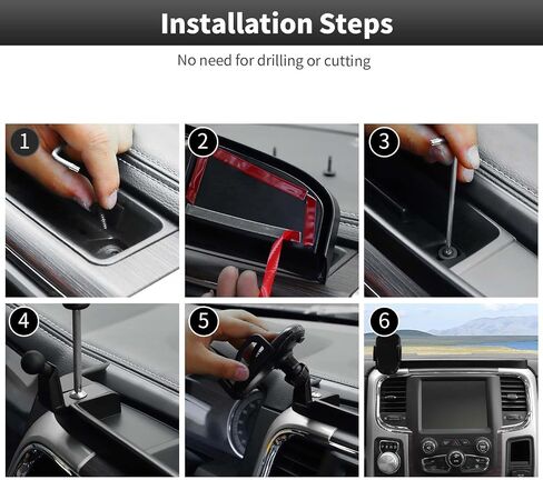 CheroCar for Ram Phone Holder, Phone Mount Storage Tray Multi-Mount Dash Holder Cellphone System Kit Compatible with 2010-2017 Dodge RAM,Black-F in Saudi Arabia
