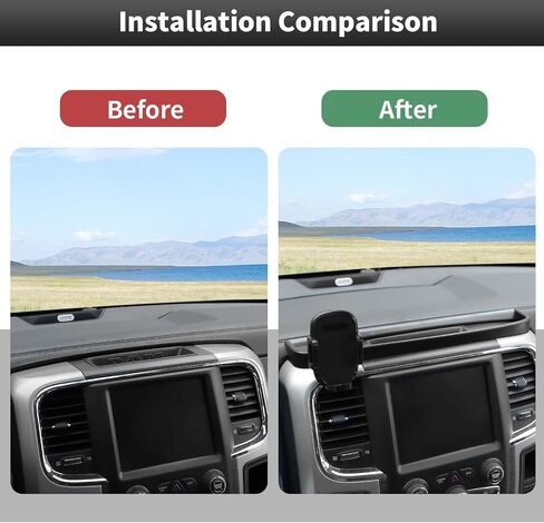CheroCar for Ram Phone Holder, Phone Mount Storage Tray Multi-Mount Dash Holder Cellphone System Kit Compatible with 2010-2017 Dodge RAM,Black-F in Saudi Arabia