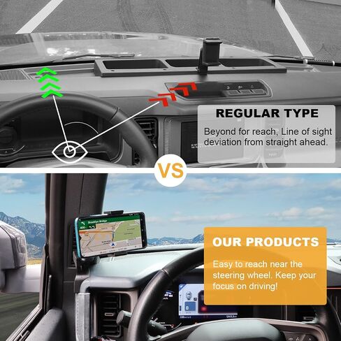 HIBRONGO Dash Phone Mount Holder Compatible with Ford Bronco 2021 to 2023 Dashboard Mounting Kit Accessories for Driver Side Grab Handle Cell Phone Holder in Saudi Arabia