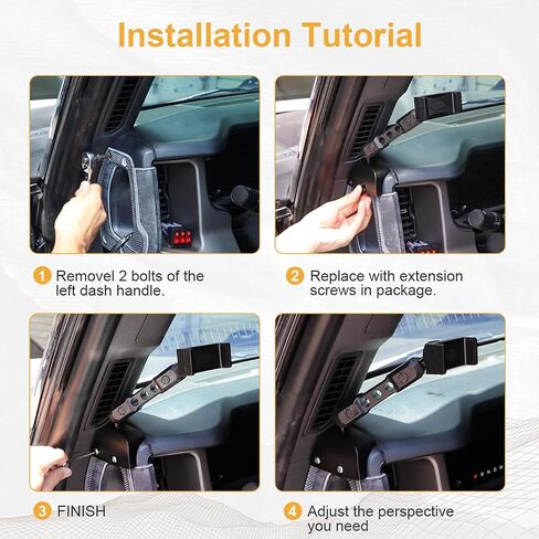 HIBRONGO Dash Phone Mount Holder Compatible with Ford Bronco 2021 to 2023 Dashboard Mounting Kit Accessories for Driver Side Grab Handle Cell Phone Holder in Saudi Arabia