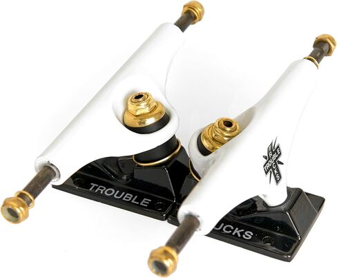 شاحنة تزلج مجوفة من Trouble Trucks - شماعة 134 ملم، محور 8.00 بوصة - أسود/أبيض - مجموعة من 2 (T12) in Kuwait