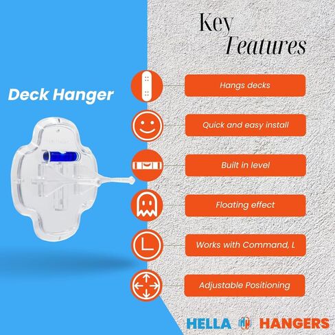 | Skateboard Deck Hanger | Clear Hanging Display Mount for Skateboards and Longboards | Gift for Skaters in Saudi Arabia