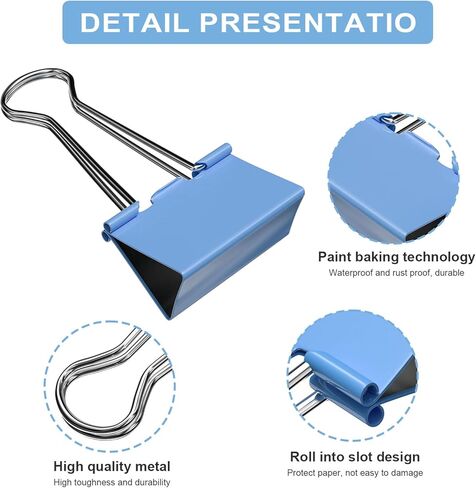 Luney 24PCS Medium Colored Binder Clips, Metal Binder Paper Clips, 4 Colors Mixed Paper Clamps, Colorful PaperClips 1.57 Inch Length for Paperwork, Office, Teacher and School Supplies(Transparent Box) in Kuwait
