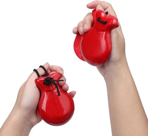 4 قطع من صنجات الأصابع الخشبية، صنجات موسيقية أداة موسيقية تعليمية لوح التصفيق آلات إيقاعية موسيقية للبالغين (أسود وأحمر) in Kuwait