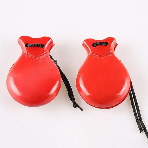 4 قطع من صنجات الأصابع الخشبية، صنجات موسيقية أداة موسيقية تعليمية لوح التصفيق آلات إيقاعية موسيقية للبالغين (أسود وأحمر) in Kuwait