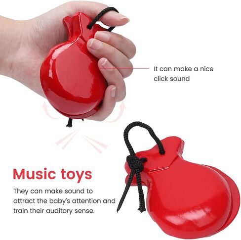 4 قطع من صنجات الأصابع الخشبية، صنجات موسيقية أداة موسيقية تعليمية لوح التصفيق آلات إيقاعية موسيقية للبالغين (أسود وأحمر) in Kuwait