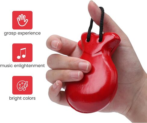 4 قطع من صنجات الأصابع الخشبية، صنجات موسيقية أداة موسيقية تعليمية لوح التصفيق آلات إيقاعية موسيقية للبالغين (أسود وأحمر) in Kuwait