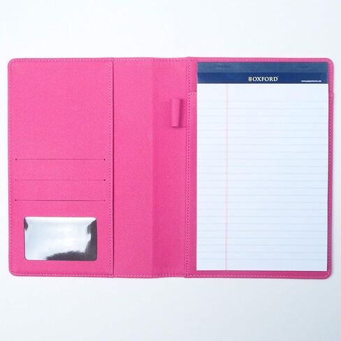 AHZOA Colorful 4 Pockets A5 Size Memo Padfolio S1, Including 5 X 8 Inch Legal Writing Pad, Synthetic Leather Handmade about 6.3 X 8.7 Inch Folder Clipboard Holder (light pink) in Saudi Arabia
