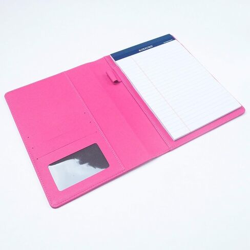 AHZOA Colorful 4 Pockets A5 Size Memo Padfolio S1, Including 5 X 8 Inch Legal Writing Pad, Synthetic Leather Handmade about 6.3 X 8.7 Inch Folder Clipboard Holder (light pink) in Saudi Arabia