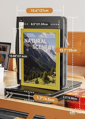 ABC life Zippered Portfolio Binder Organizer, Professional PU Leather Padfolio with Detachable 3 Ring Binder, Resume Notepad Folder for IPad, Tablet, Phone, Business Cards, Gifts for Men/Women- Black in Saudi Arabia