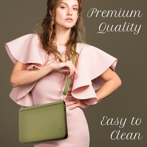 Olive Green Padfolio for Women/Men, Professional Portfolio, Computer/iPad Pocket and Zipper, Business Portfolio with Detachable Strap, Binder Portfolio Organizer in Saudi Arabia