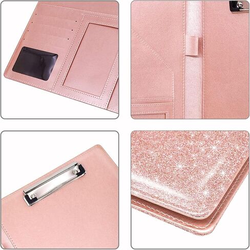 WAVEYU Resume Portfolio Folder, Padfolio Clipboard, Writing Portfolio Leather Clipboard with Cover for Legal Pad Holder Letter Size A4 for Business Conference Notepad Clip Boards, Purple in Saudi Arabia