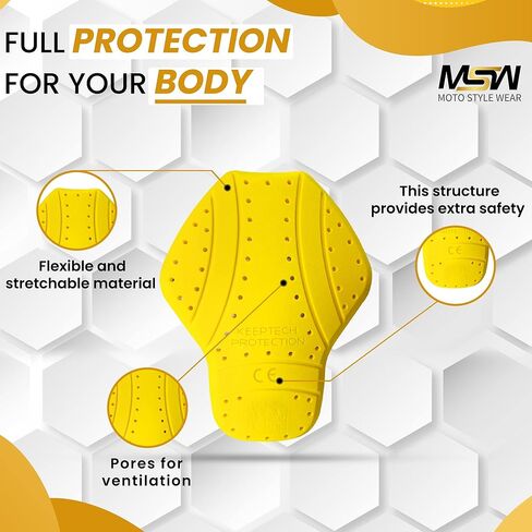 MOTOSTYLEWEAR - وسادة حماية خلفية معتمدة من المستوى 2 من CE، 17 بوصة × 12.50 بوصة كبيرة معتمدة من CE، حشوات واقية للدرع الخلفي قابلة للتنفس لسترات الدراجات النارية. in Kuwait