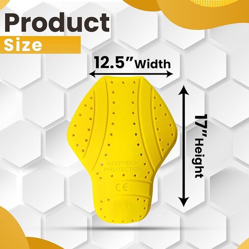 MOTOSTYLEWEAR - وسادة حماية خلفية معتمدة من المستوى 2 من CE، 17 بوصة × 12.50 بوصة كبيرة معتمدة من CE، حشوات واقية للدرع الخلفي قابلة للتنفس لسترات الدراجات النارية. in Kuwait