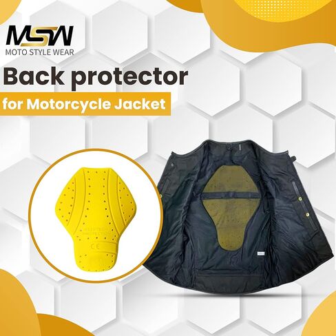 MOTOSTYLEWEAR - وسادة حماية خلفية معتمدة من المستوى 2 من CE، 17 بوصة × 12.50 بوصة كبيرة معتمدة من CE، حشوات واقية للدرع الخلفي قابلة للتنفس لسترات الدراجات النارية. in Kuwait