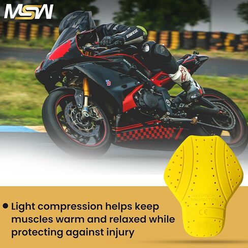 MOTOSTYLEWEAR - وسادة حماية خلفية معتمدة من المستوى 2 من CE، 17 بوصة × 12.50 بوصة كبيرة معتمدة من CE، حشوات واقية للدرع الخلفي قابلة للتنفس لسترات الدراجات النارية. in Kuwait