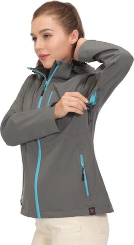 Little Donkey Andy Women's Waterproof Rain Jacket Breathable Stretch Windbreaker Outdoor Rain Coat & Detachable Hood Grey/Grey L in Saudi Arabia