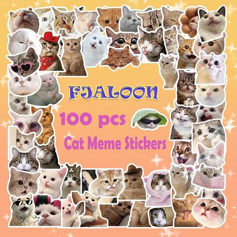 100 قطعة من ملصقات ميمي للقطط من Fjaloon، ملصقات قطط مضحكة، ملصقات قطة لطيفة، ملصقات قطط مضحكة من الفينيل مقاومة للماء للبالغين والمراهقين in Saudi Arabia