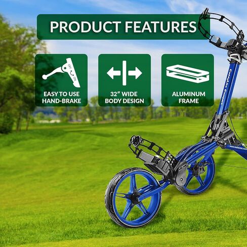 عربة دفع الجولف Caddytek CaddyLite المدمجة شبه الأوتوماتيكية القابلة للطي والفتح، باللون الأزرق in Kuwait