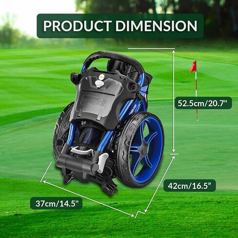 عربة دفع الجولف Caddytek CaddyLite المدمجة شبه الأوتوماتيكية القابلة للطي والفتح، باللون الأزرق in Kuwait