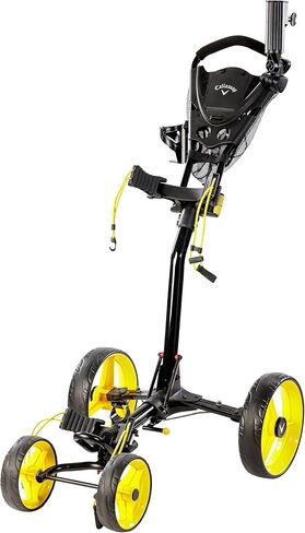 Callaway Trek Golf Push Cart 4-Wheel Compact Push Cart For Golf Clubs, Black/Yellow in Saudi Arabia