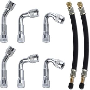 Tire Valve Extension 8 Inch Flexible Valve Stem Extenders with 45 Degree 90 Degree 135 Degree Schrader Tire Valve Extension Adaptor Compatible for Cars Truck Motorcycle Bike Scooter Bicycles