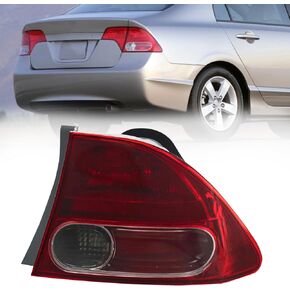 Tail Light Lens for 2006 2007 2008 Honda Civic 4-Door Sedan/Hybrid Driver's Side Rear Brake Light Tail Light Assembly Replacement HO2801165 33501-SNA-A02 (Left)