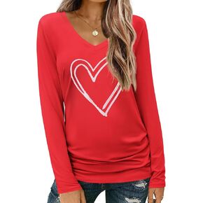 Zeagoo Womens T Shirts Long Sleeve V Neck Basic Tee Soft Casual Loose Fit Fall Tops Outfits 2024