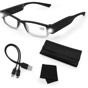Magnifying Glasses with Light Rechargeable Reading Glasses with Lights and Magnifier Lighted Magnifying Eyeglasses