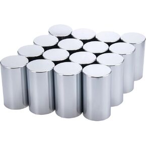Plutreas Lug Nut Covers for Semi Trucks 33mm by 2-1/2" Thread On Flat Top Cylinder Nut Cover ABS Chrome Plastic Push-on Nut Cover Caps (20 Pcs)