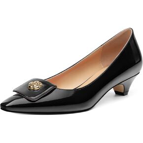 Womens Pumps, Small Square Toe Kitten Heel Pumps for Women, Dress Pumps with Flower Buckle