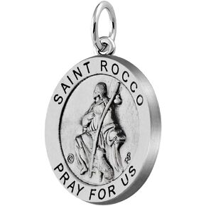 US Jewels Ladies 925 Sterling Silver Saint Rocco Medal Pendant, 18.5mm