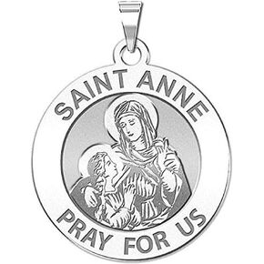 PicturesOnGold.com Saint Anne Religious Medal - 3/4 Inch Size of a Nickel - Sterling Silver