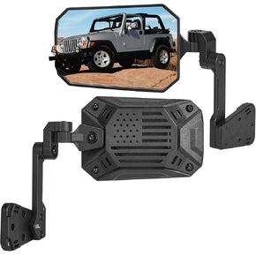 JOYTUTUS Wrangler Side Mirrors Replacement Compatible with Wrangler TJ 1997-2006, US Flag Pattern Wrangler TJ Side Mirrors, Wider View No Vibrate & Wobble