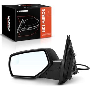 A-Premium Passenger Side Power Door Mirror - Compatible with Chevrolet Silverado 1500, Silverado 2500/3500 HD & GMC Sierra 1500, Sierra 3500 HD - Heated Manual Folding Black Outside Rear View Mirror