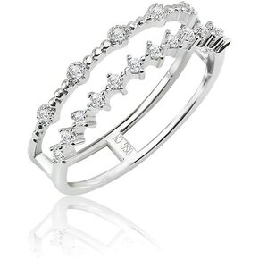 SOLIDSILVER- Sterling Silver Crystal Clear CZ Double Row Dainty Ring | Sizes 6-9