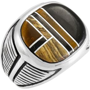 Turquoise Ring Sterling Silver 925 for Men Genuine Gemstones Size 9 to 13