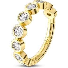 Melighting 14K Solid Gold 6/8/10 mm Nose Ring Clear CZ Helix Earring 18G Cartilage Earring Small Helix Clicker Segment Hinged Nose Ring Hoop for Women