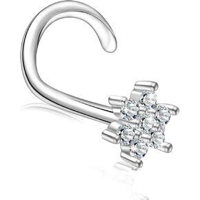 Moissanite Nose Stud for Women - 925 Sterling Silver Moissanite Flower Nose Ring Piercing Real Moissanite Diamond Hypoallergenic Jewelry Nose Studs for Women and Men
